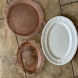 3 beautiful large vintage serving trays